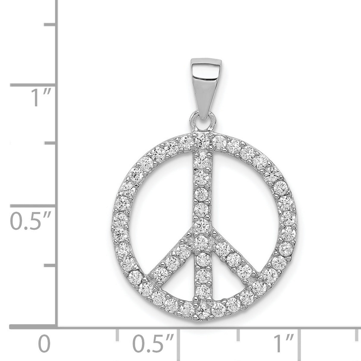 Sterling Silver Peace Pendant with Cubic Zirconia, Round Open-Frame Boho Design for Women