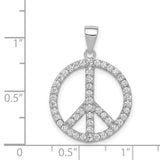 Sterling Silver Peace Pendant with Cubic Zirconia, Round Open-Frame Boho Design for Women
