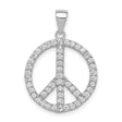 Sterling Silver Peace Pendant with Cubic Zirconia, Round Open-Frame Boho Design for Women