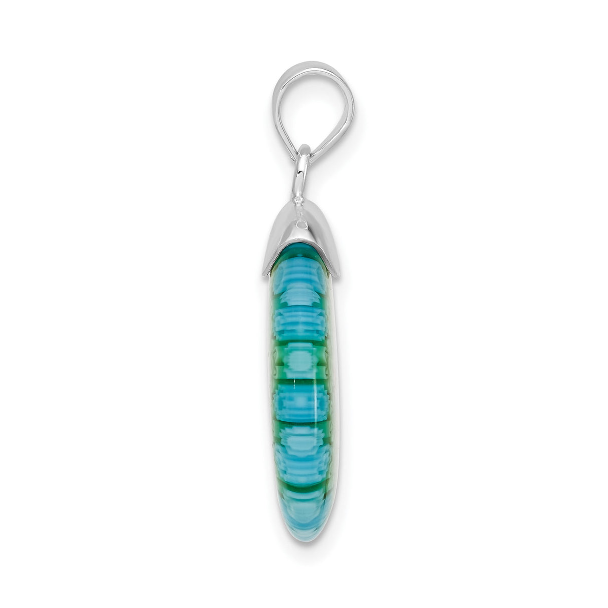 Sterling Silver Pendant with Murano Glass Mosaic Floral Design, Round Bohemian Style for Women