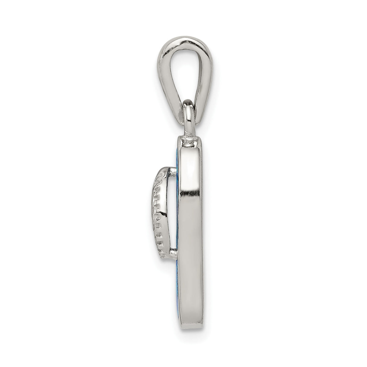 Sterling Silver Flip-Flop Sandal Pendant with Lab Created Blue Opal, Coastal Beach Style