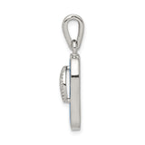 Sterling Silver Flip-Flop Sandal Pendant with Lab Created Blue Opal, Coastal Beach Style