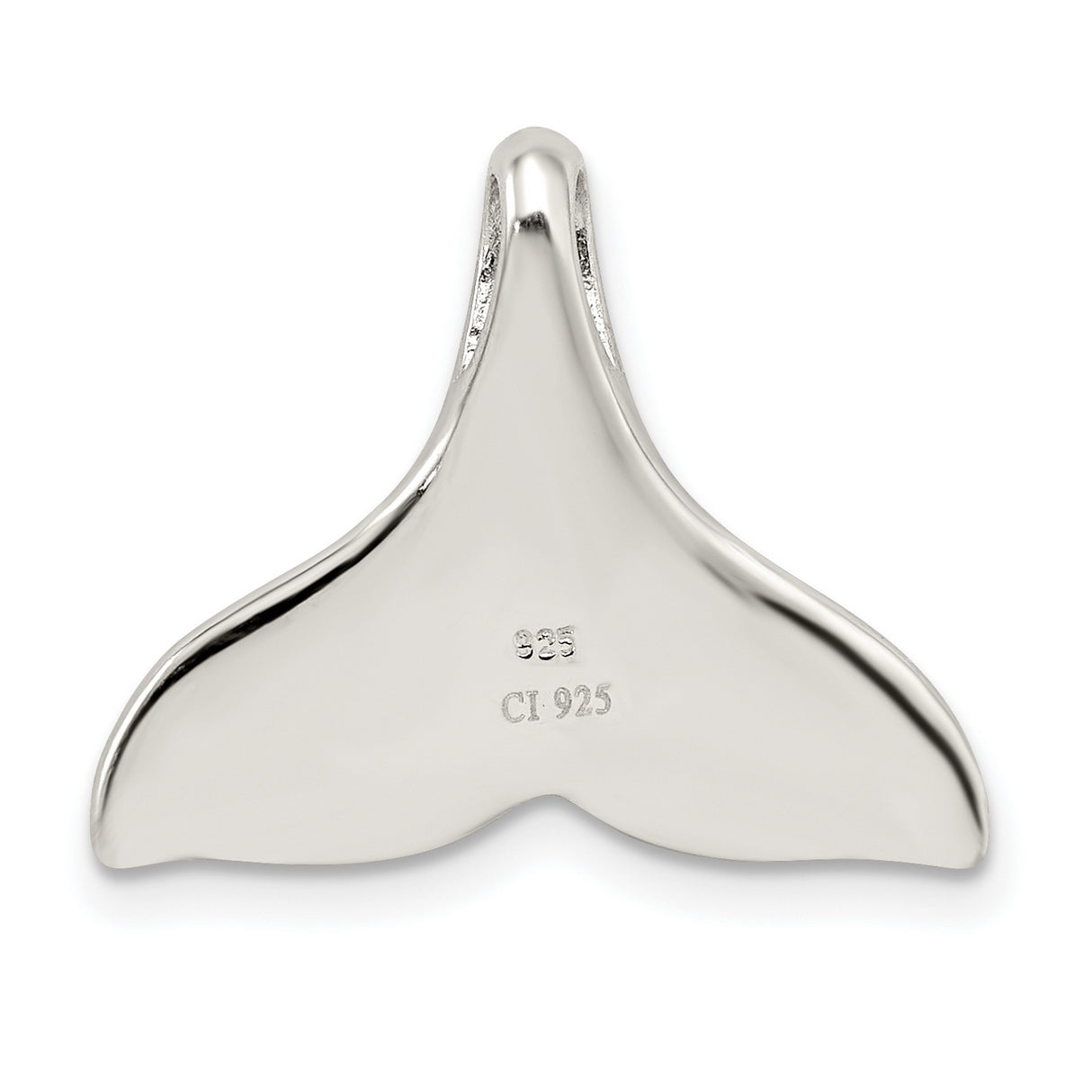Created Blue Opal Inlay Whale Tail Chain Slide Charm Pendant in Real 925 Sterling Silver