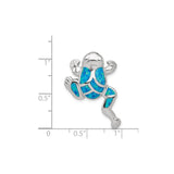Sterling Silver Frog Pendant with Blue Opal Inlay, Animal Totem Jewelry