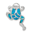 Sterling Silver Frog Pendant with Blue Opal Inlay, Animal Totem Jewelry