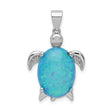 Created Opal Inlay Sea Turtle Charm Pendant in Real 925 Sterling Silver