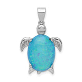 Created Opal Inlay Sea Turtle Charm Pendant in Real 925 Sterling Silver