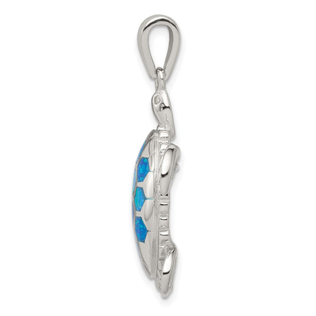 Sterling Silver Sea Turtle Pendant with Blue and Green Opal and Cubic Zirconia Accents