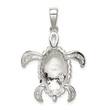 Sterling Silver Sea Turtle Pendant with Blue and Green Opal and Cubic Zirconia Accents