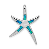Sterling Silver Starfish Pendant with Blue Green Lab Created Opal, Nautical Ocean Theme