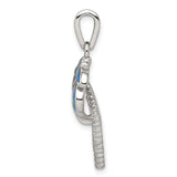 Sterling Silver Palm Tree Pendant with Lab Created Blue Green Opal Inlay, Tropical Beach Theme