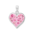Sterling Silver Heart Pendant with Pink Enamel Center and Crystals, Romantic Charm for Women or Girls
