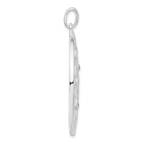 Sterling Silver Pendant with Cubic Zirconia, Swirling Vine Openwork Design, Nature-Inspired Motif