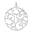Sterling Silver Pendant with Cubic Zirconia, Swirling Vine Openwork Design, Nature-Inspired Motif