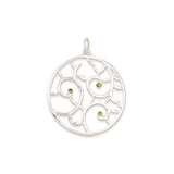 Sterling Silver Pendant with Cubic Zirconia, Openwork Vine and Leaf Design, Tree of Life Style