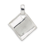 Sterling Silver Pendant with Folded Square Design, Minimalist Geometric Style
