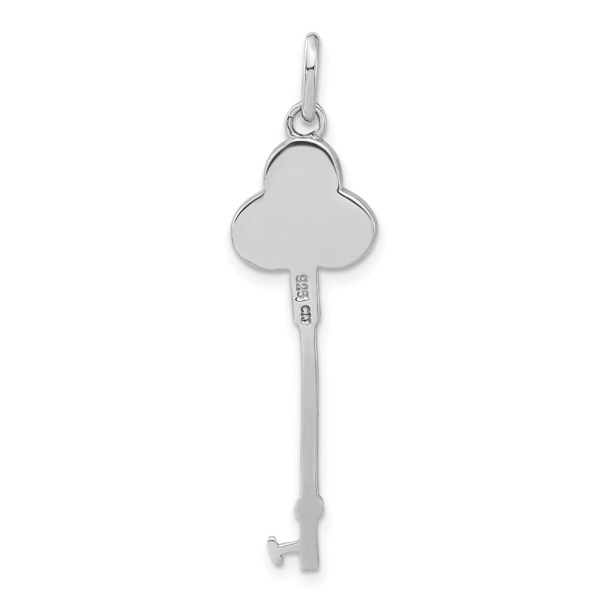 Sterling Silver Key Pendant with Red Enamel Clover, Vintage Inspired Design for Women