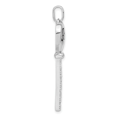Sterling Silver Heart Key Pendant with Cubic Zirconia, Peace Engraving, Symbolic Jewelry for Women