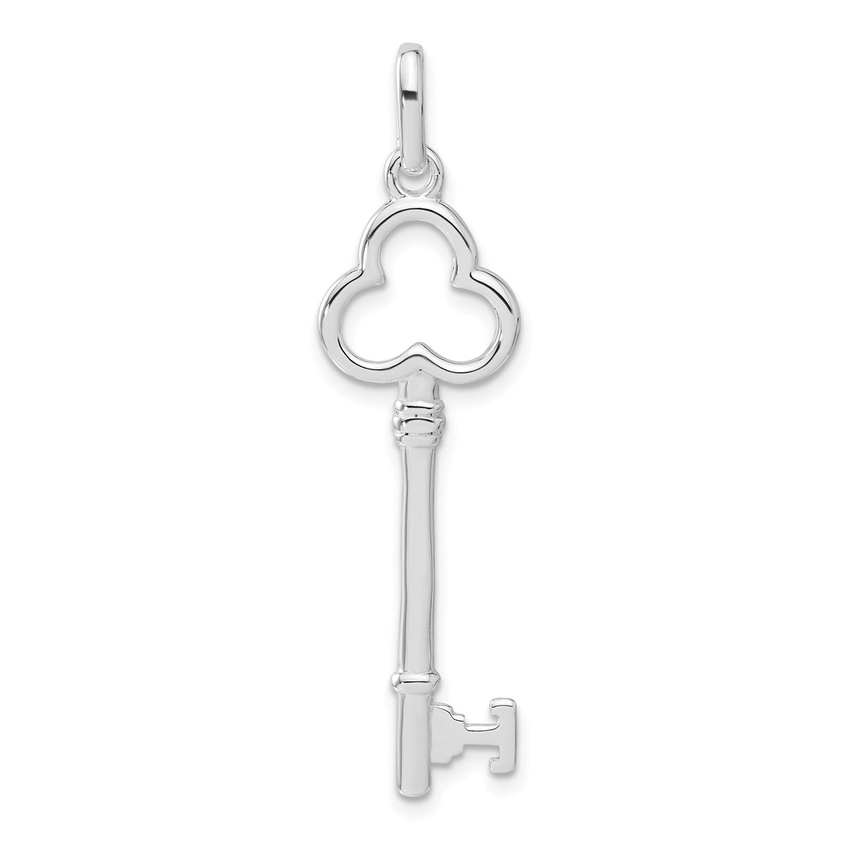 Sterling Silver Key Pendant with Trefoil Bow Symbolizing Access and New Beginnings for Women