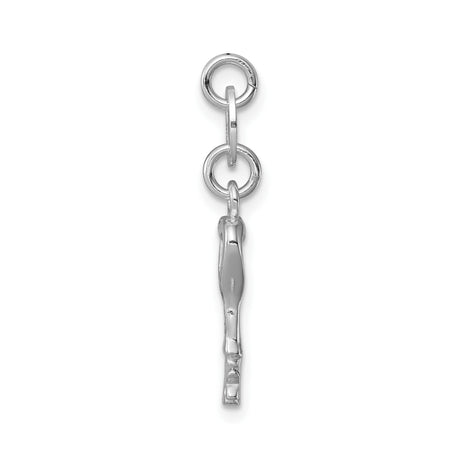 Sterling Silver Heart Key Charm Pendant, Romantic Open Heart Design for Women or Teens