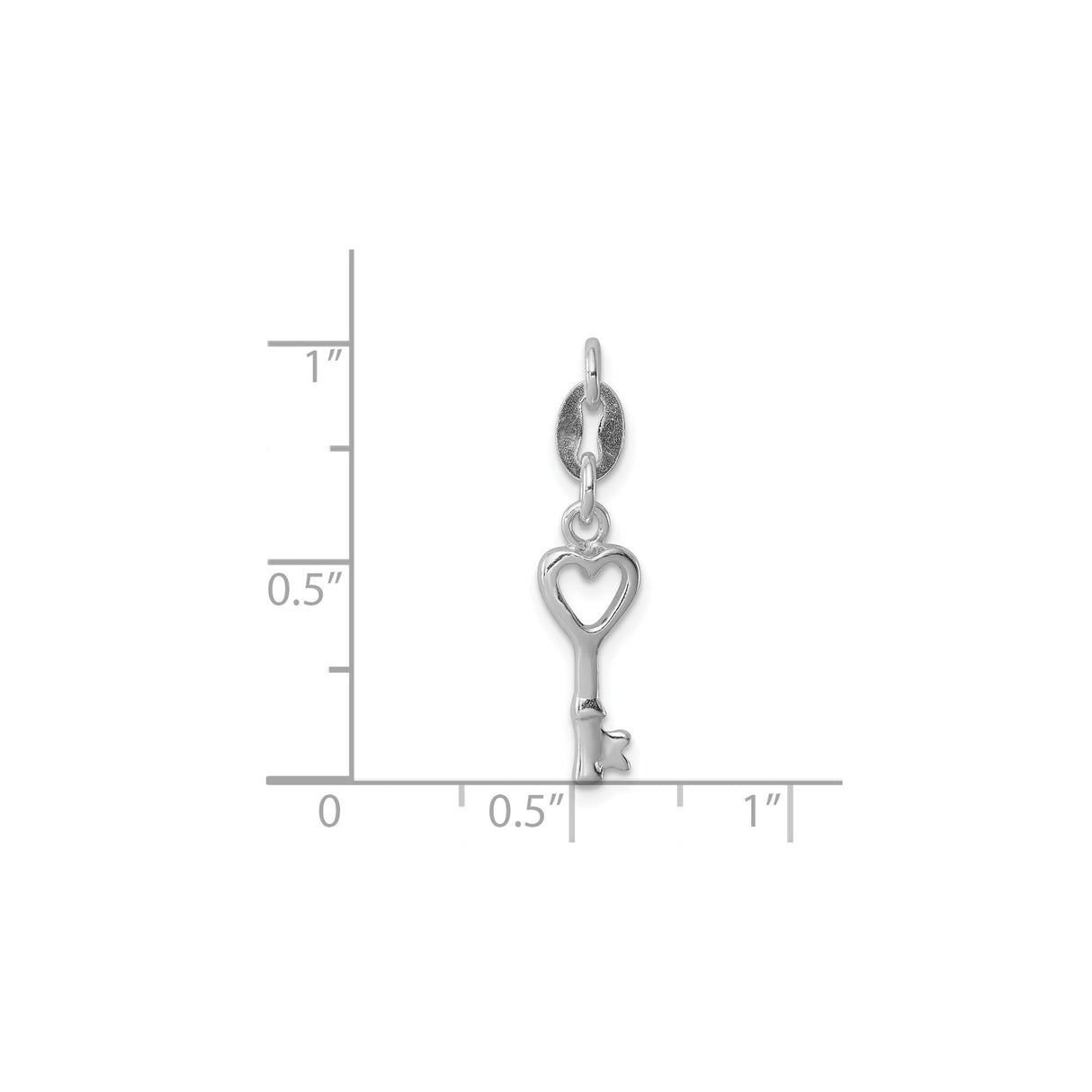 Sterling Silver Heart Key Charm Pendant, Romantic Open Heart Design for Women or Teens