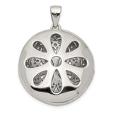 Sterling Silver Pendant with Cubic Zirconia, Floral Filigree Circle Design, Mandala Boho Style for Women