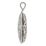 Sterling Silver Locket Pendant with Cubic Zirconia, Rectangular Vintage Scrollwork Design