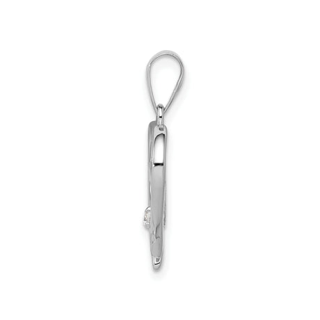 Sterling Silver Double Heart Pendant with Cubic Zirconia Accent