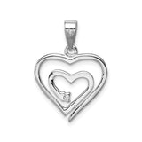 Sterling Silver Double Heart Pendant with Cubic Zirconia Accent