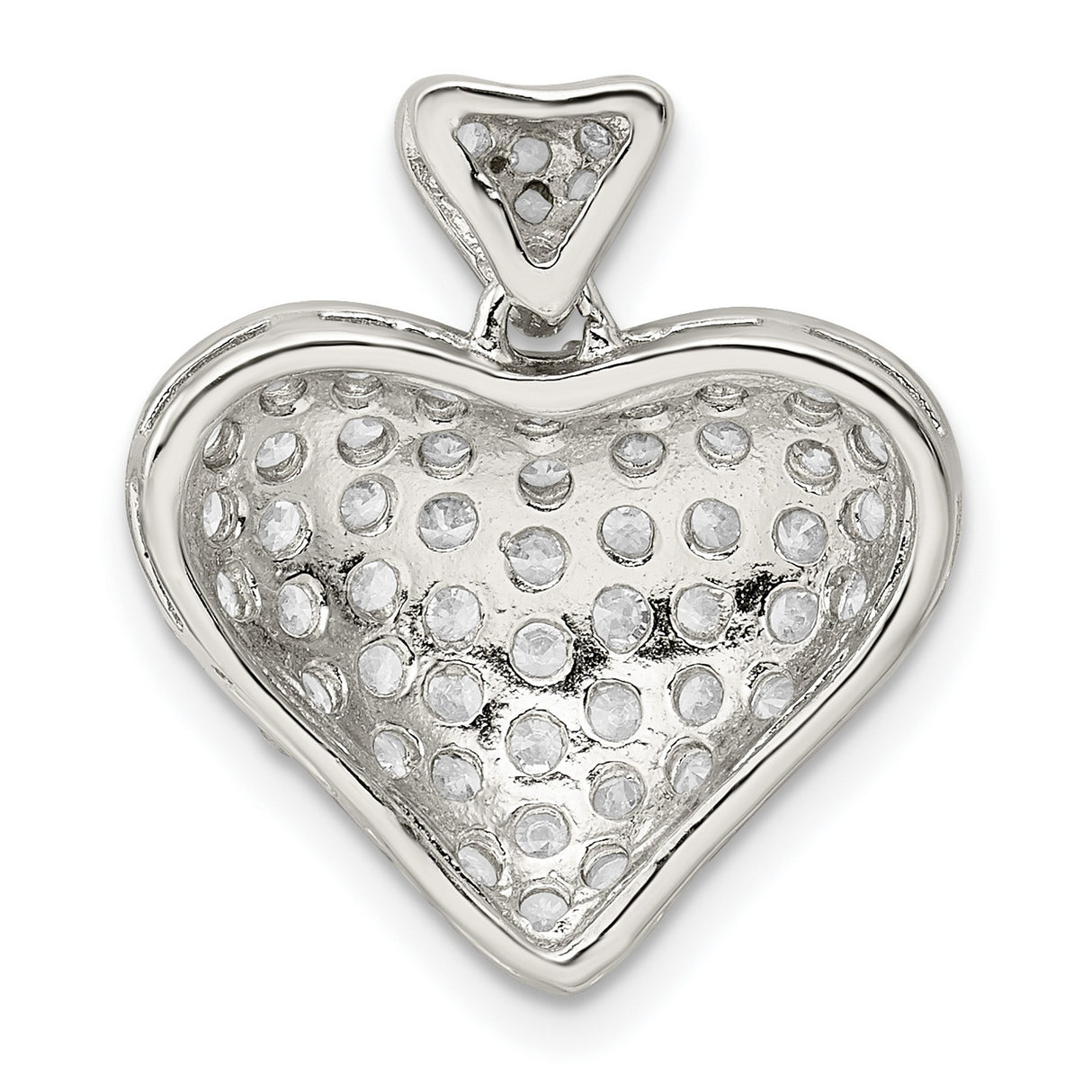 Sterling Silver Heart Pendant with Cubic Zirconia, Romantic Love Jewelry for Women