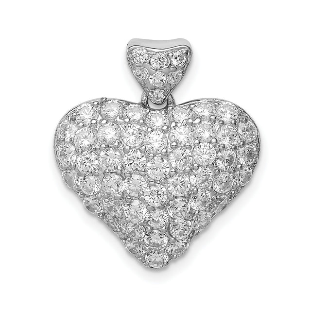 Sterling Silver Heart Pendant with Cubic Zirconia, Romantic Love Jewelry for Women