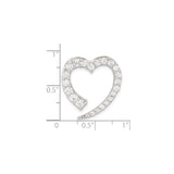 Sterling Silver Heart Pendant with Cubic Zirconia, Romantic Open Heart Design for Women
