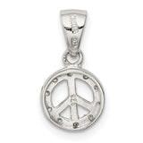 Sterling Silver Peace Sign Pendant with Cubic Zirconia, Boho Spiritual Harmony Jewelry