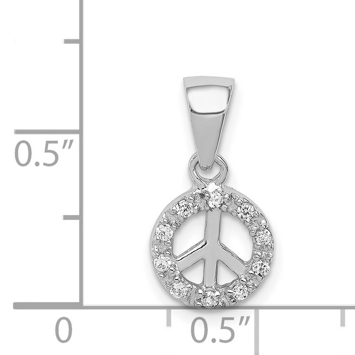 Sterling Silver Peace Sign Pendant with Cubic Zirconia, Boho Spiritual Harmony Jewelry