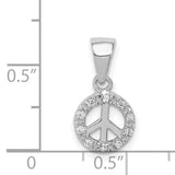 Sterling Silver Peace Sign Pendant with Cubic Zirconia, Boho Spiritual Harmony Jewelry