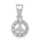 Sterling Silver Peace Sign Pendant with Cubic Zirconia, Boho Spiritual Harmony Jewelry