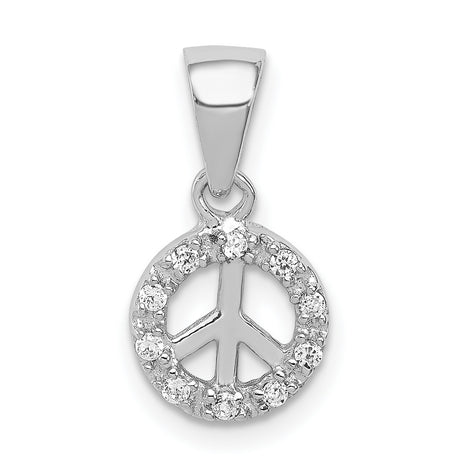 Sterling Silver Peace Sign Pendant with Cubic Zirconia, Boho Spiritual Harmony Jewelry