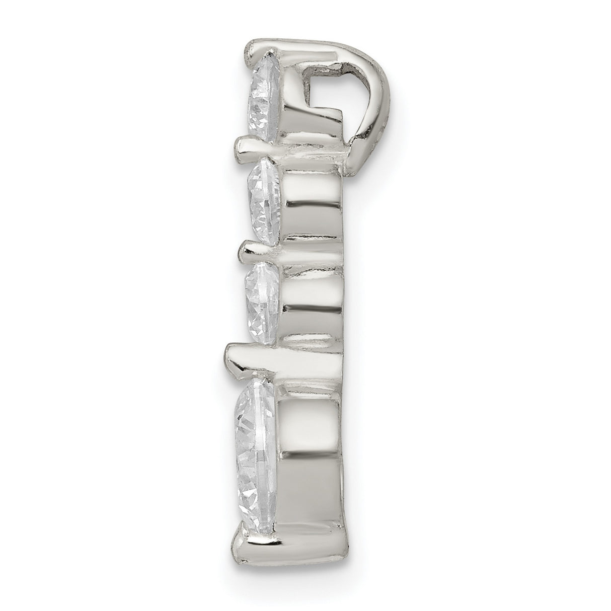 Sterling Silver Drop Pendant with Cubic Zirconia, Vertical Minimalist Charm for Women