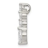 Sterling Silver Drop Pendant with Cubic Zirconia, Vertical Minimalist Charm for Women