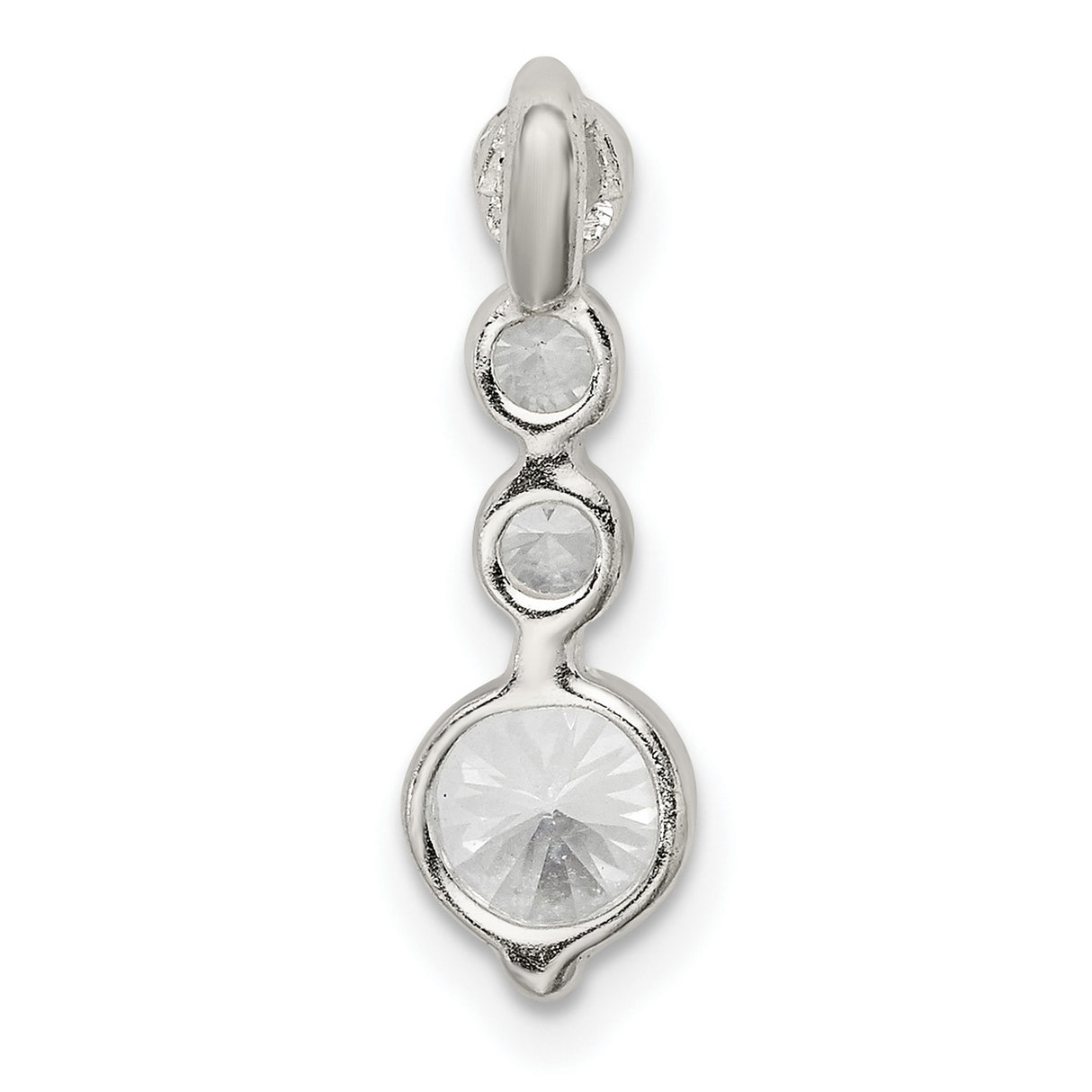 Sterling Silver Drop Pendant with Cubic Zirconia, Vertical Minimalist Charm for Women