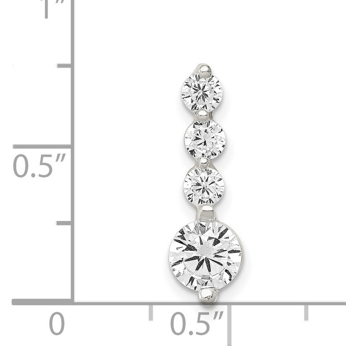 Sterling Silver Drop Pendant with Cubic Zirconia, Vertical Minimalist Charm for Women