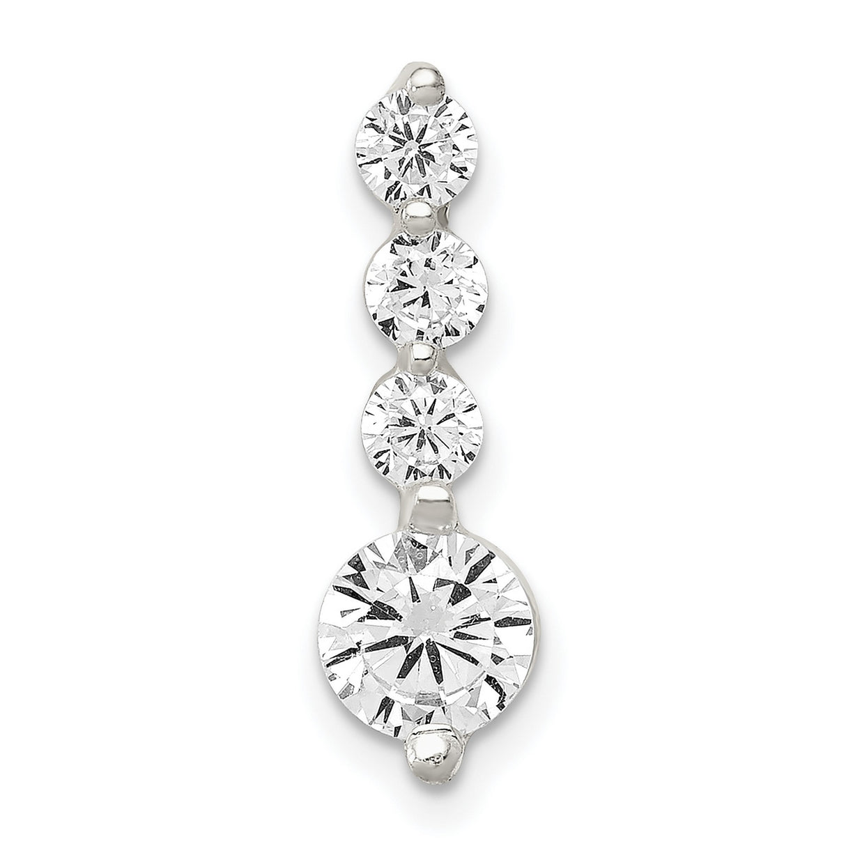 Sterling Silver Drop Pendant with Cubic Zirconia, Vertical Minimalist Charm for Women