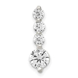 Sterling Silver Drop Pendant with Cubic Zirconia, Vertical Minimalist Charm for Women