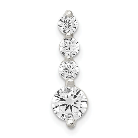Sterling Silver Drop Pendant with Cubic Zirconia, Vertical Minimalist Charm for Women