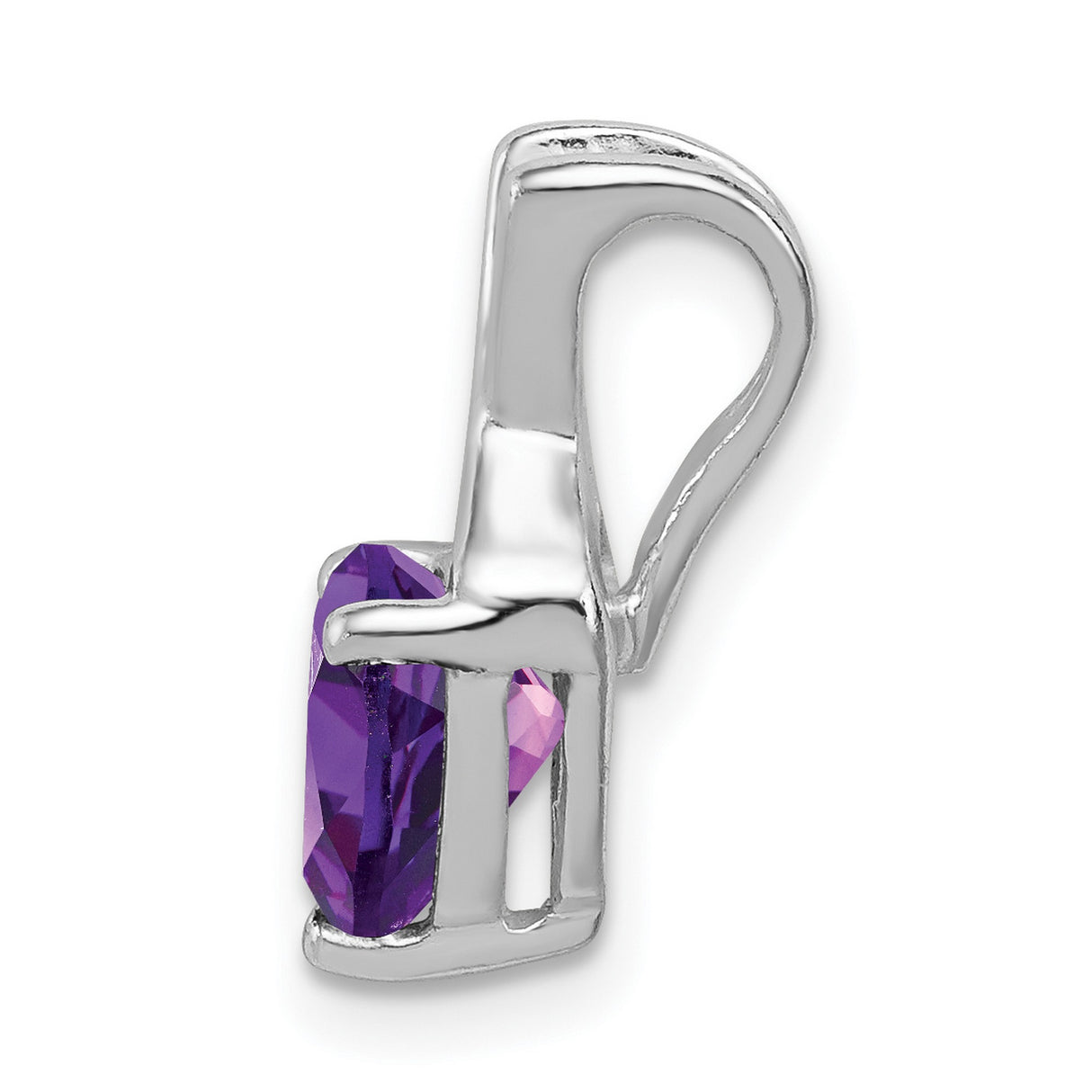Polished Amethyst Fancy Charm Pendant in Real 925 Sterling Silver