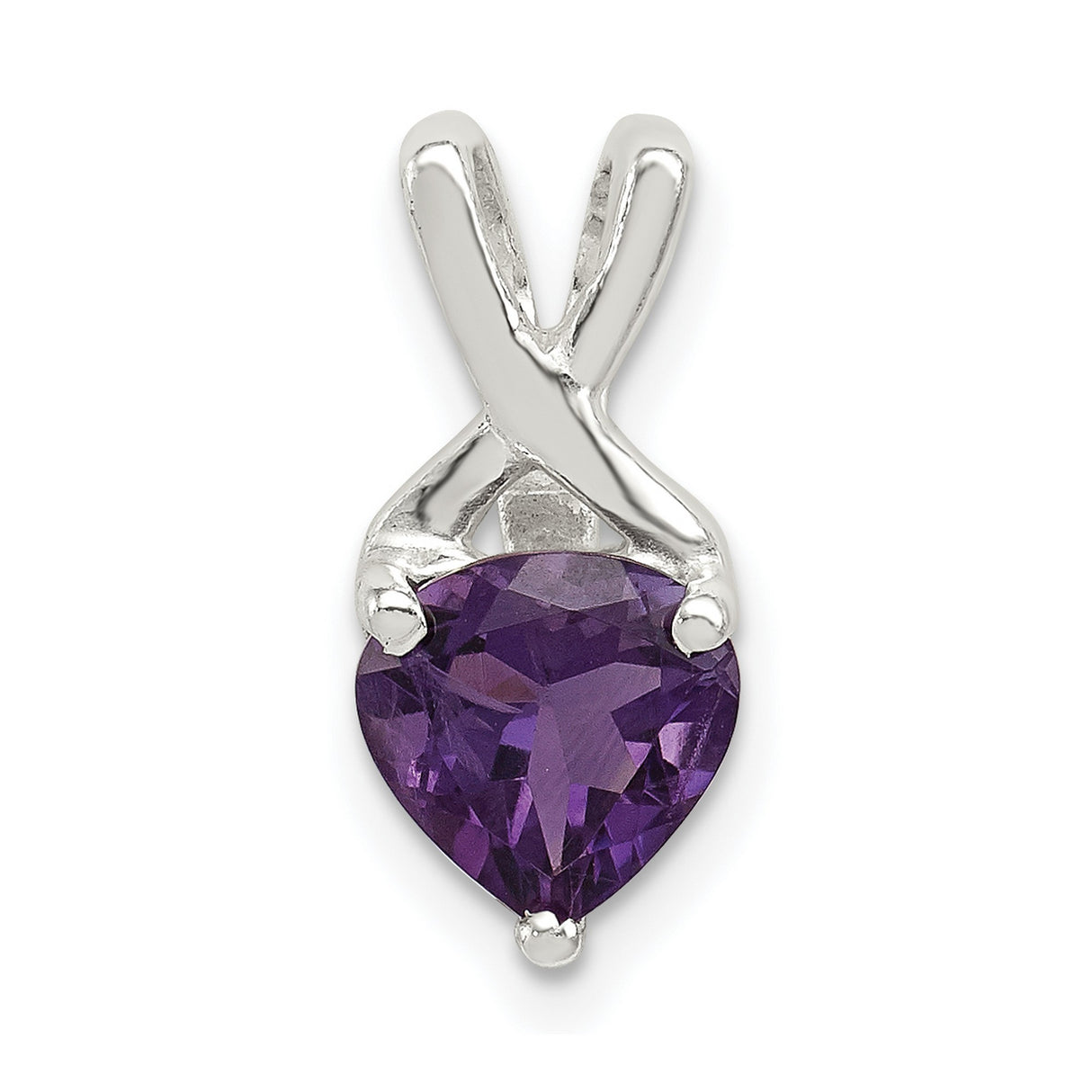 Polished Amethyst Fancy Charm Pendant in Real 925 Sterling Silver