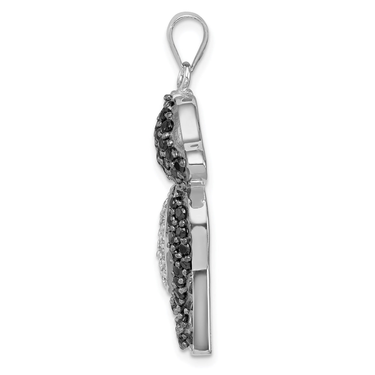 Sterling Silver Dog Pendant with Cubic Zirconia, Sitting Puppy Silhouette Charm Jewelry