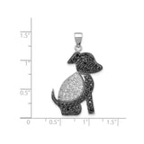 Sterling Silver Dog Pendant with Cubic Zirconia, Sitting Puppy Silhouette Charm Jewelry