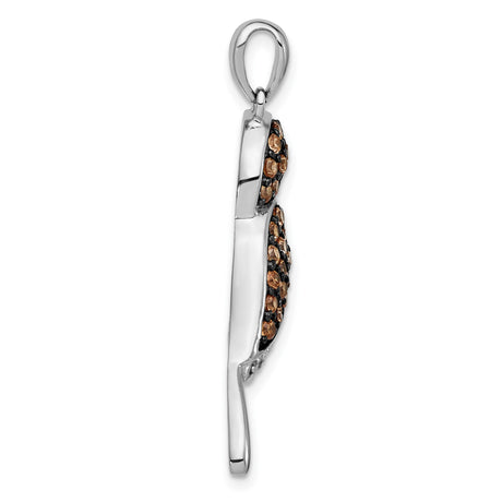 Sterling Silver Bird Pendant with Brown and White Cubic Zirconia, Nature Inspired Jewelry for Women