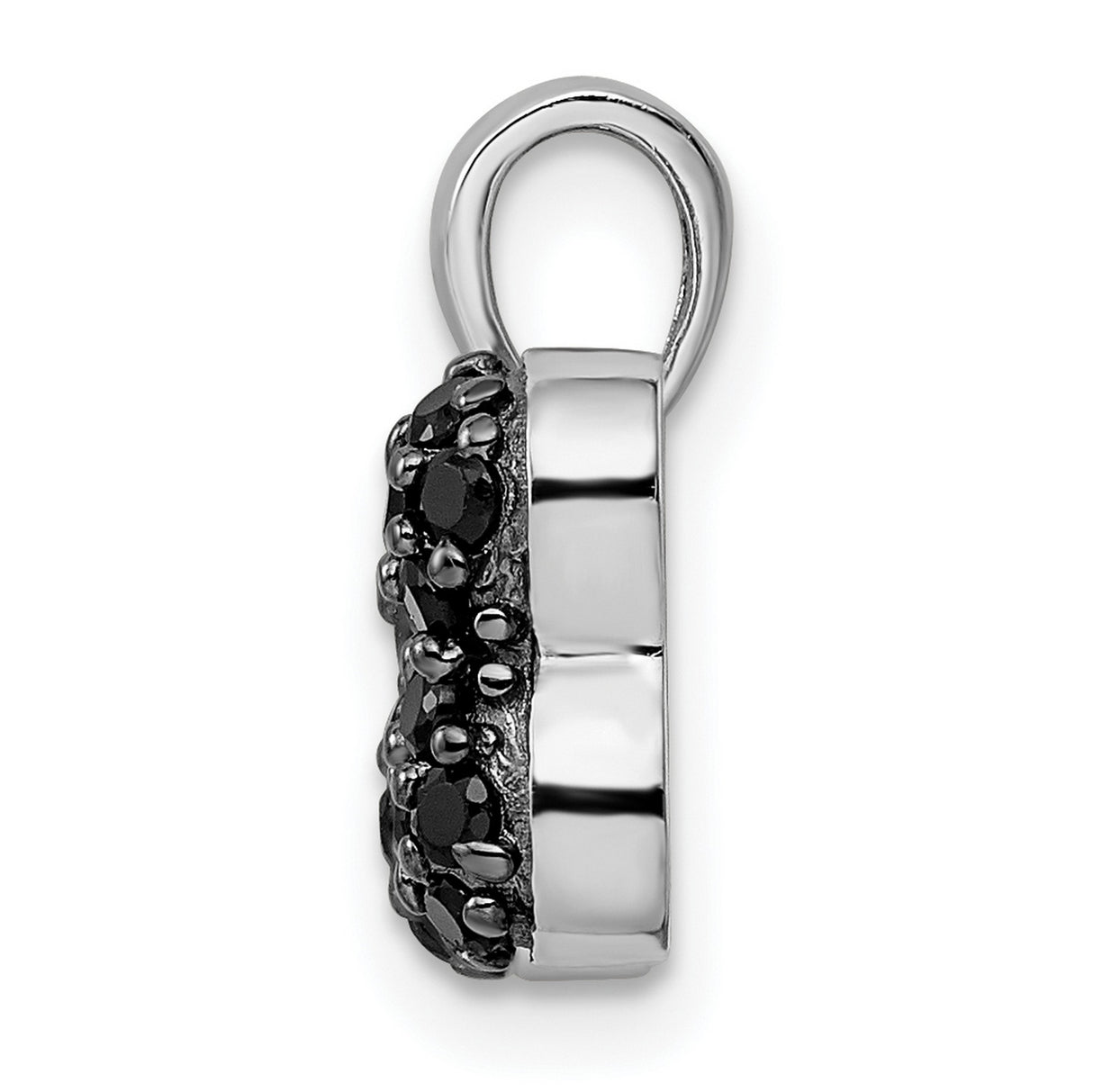Sterling Silver Pendant with Black and White Cubic Zirconia, Dog Bone Pet Lover Charm